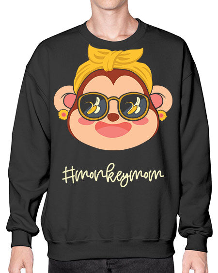 Monkey Mom Banana Glasses 16# - monkey- Sweatshirt - Crew