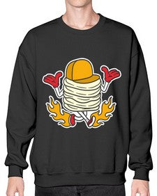 Pancake on fire 200# - cartoon food- Sweatshirt - Crew