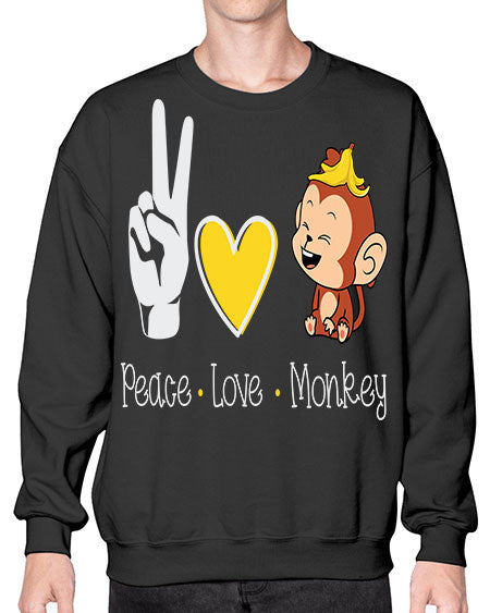 Peace Love Monkey 20# - monkey- Sweatshirt - Crew