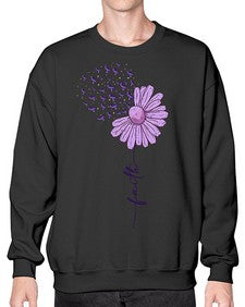 Purple Daisy Faith AlzheimerS Awareness 209# - alzheimers- Sweatshirt - Crew
