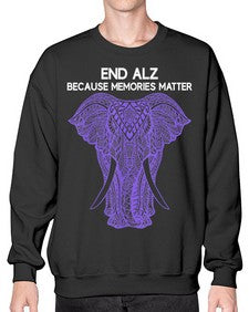 Purple Elephant Alzheimer Awareness 211# - alzheimers- Sweatshirt - Crew