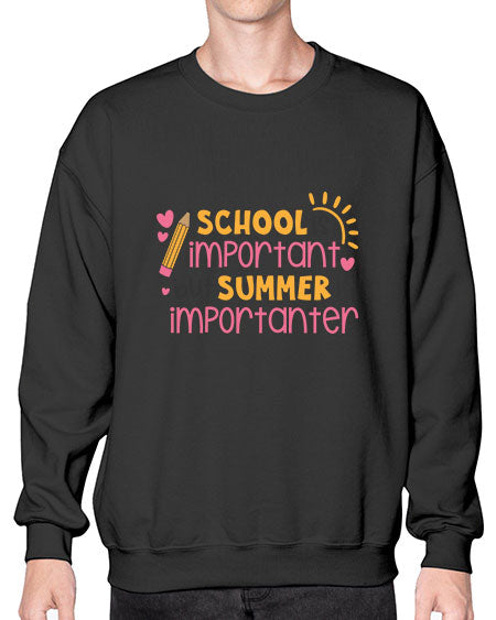 School is important but summer is importanter 84# - summer- Sweatshirt - Crew
