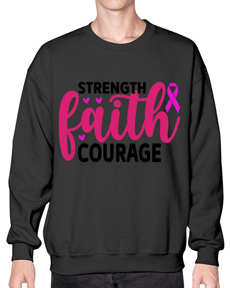 Strength Faith Courage 8# - breast cancer- Sweatshirt - Crew