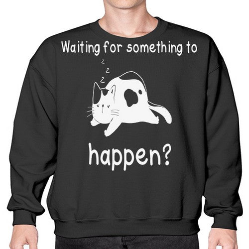 Waiting For Something Sleeping Cat 285# - anime- Sweatshirt - Crew