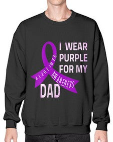 Womens I Wear Purple for My Dad Alzheimers Disease Awareness VNeck 221# - alzheimers- Sweatshirt - Crew