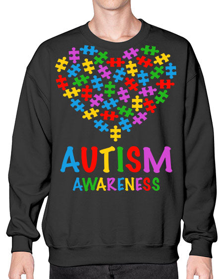 autism awareness heart love puzzle 15# - autism- Sweatshirt - Crew