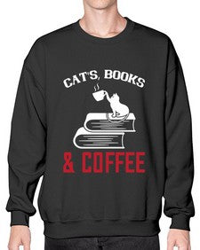 cats book and coffee Style 37# - cats- Sweatshirt - Crew