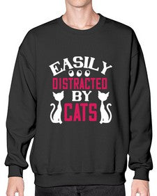 easily distracted by cats Style 46# - cats- Sweatshirt - Crew