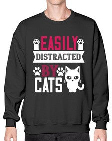 easily distracted by cats Style 47# - cats- Sweatshirt - Crew