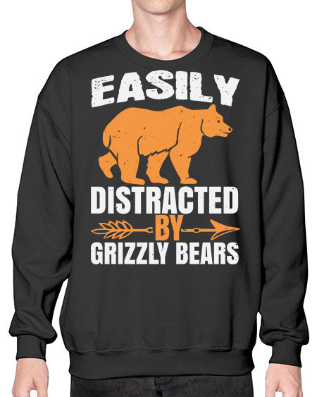 easily distracted by grizzly bears 107# - bears - animals- Sweatshirt - Crew
