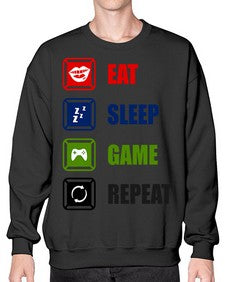 eat sleep game repeat 77# - video games- Sweatshirt - Crew