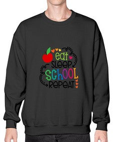 eat sleep school repeat 45# - general school- Sweatshirt - Crew