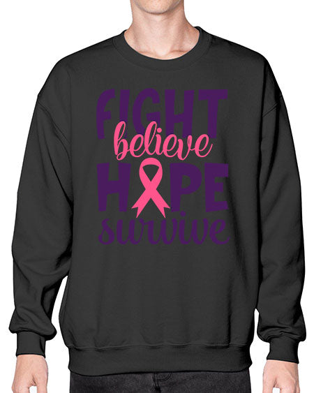 fight believe hope survive Style 13# - breast cancer- Sweatshirt - Crew