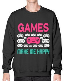 games make me happy 96# - video games- Sweatshirt - Crew