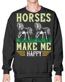 horses make me happy Style 40# - horse- Sweatshirt - Crew