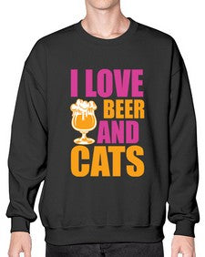 i love beer and cats 1138# - beer- Sweatshirt - Crew