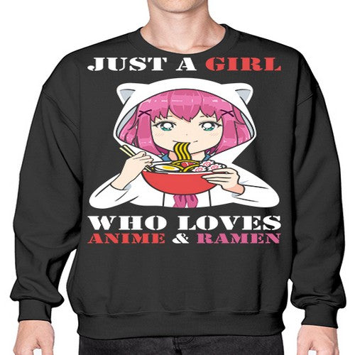 just a girl who loves anime and ramen258# - anime- Sweatshirt - Crew