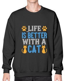 life is better with cat Style 64# - cats- Sweatshirt - Crew