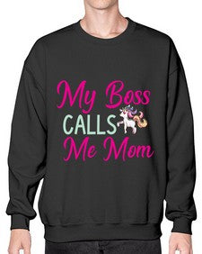 my boss calls me mom 313# - unicorn- Sweatshirt - Crew