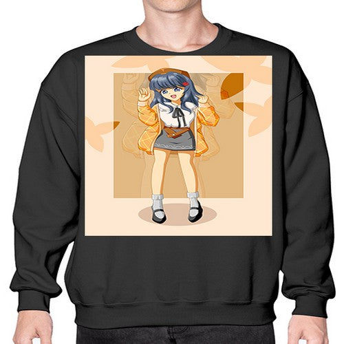 of beautiful girl with jacket 132# - anime- Sweatshirt - Crew