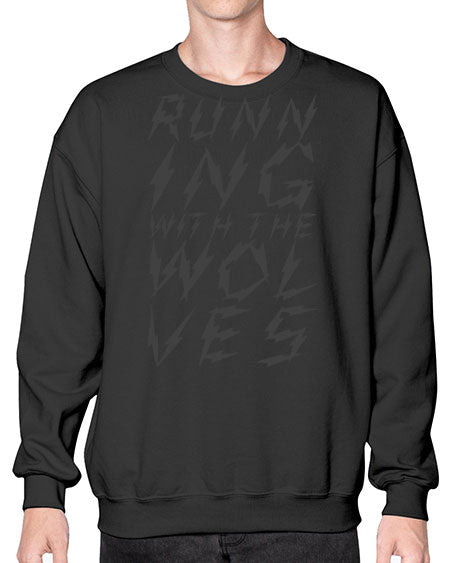running with the wolves - wolf- Sweatshirt - Crew