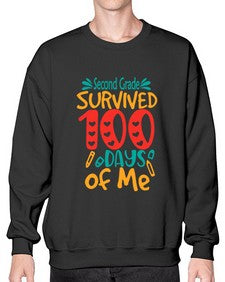 second Grade survived one hundred days of me 835# - one hundred days- Sweatshirt - Crew