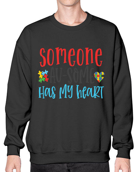 someone ausome has my heart Style 40# - autism- Sweatshirt - Crew