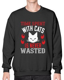 time spend with cat is never wasted Style 120# - cats- Sweatshirt - Crew