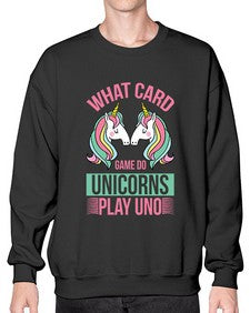 what card game do unicorns play uno 548# - unicorn- Sweatshirt - Crew