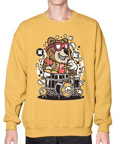 Bear drummer 14# - cartoon animals- Sweatshirt - Crew