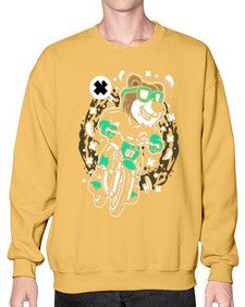 Bear motocross rider 15# - cartoon animals- Sweatshirt - Crew