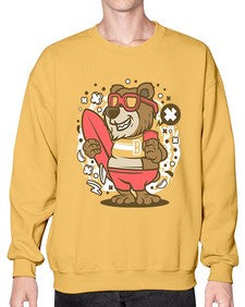 Bear surfing 17# - cartoon animals- Sweatshirt - Crew