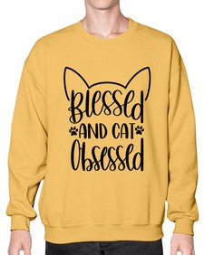 Blessed And Cat Obsessed Style 79# - cats- Sweatshirt - Crew