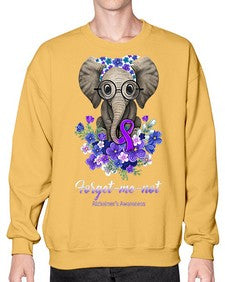 Forget me not Alzheimers Awareness Elephant Flower 150# - alzheimers- Sweatshirt - Crew