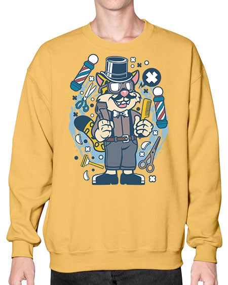 Hipster Barber Leopard836# - barber- Sweatshirt - Crew