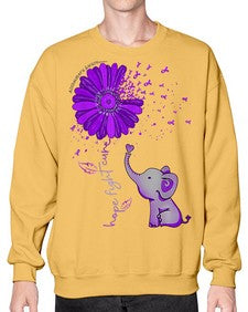Hope Fight Cure Elephant Alzheimers Purple Ribbon 161# - alzheimers- Sweatshirt - Crew