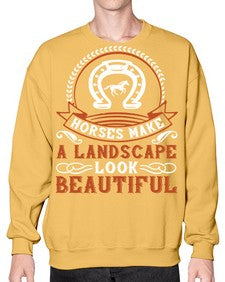 Horses make a landscape look beautiful Style 42# - horse- Sweatshirt - Crew