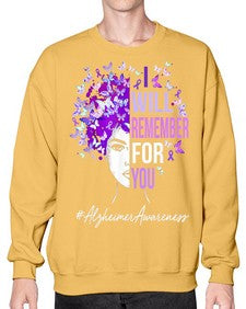 I Will Remember For You Alzheimer Awareness Womens Butterfly 180# - alzheimers- Sweatshirt - Crew