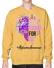 I Will Remember For You Alzheimer Awareness Womens Butterfly 181# - alzheimers- Sweatshirt - Crew