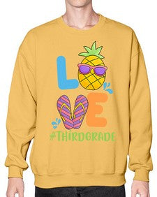 LOVE third Grade Summer Pineapple 527# - third grade- Sweatshirt - Crew