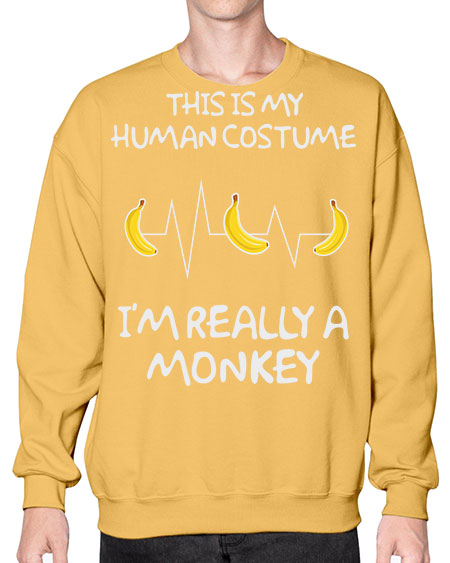 Monkey Human Costume Banana 15# - monkey- Sweatshirt - Crew