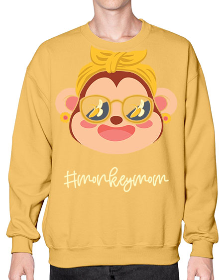 Monkey Mom Banana Glasses 16# - monkey- Sweatshirt - Crew