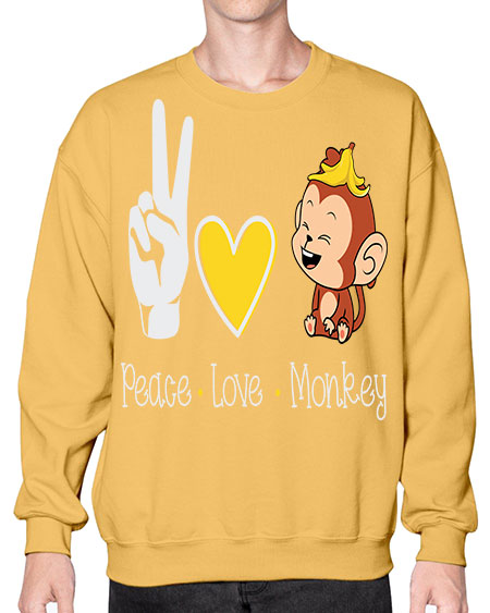 Peace Love Monkey 20# - monkey- Sweatshirt - Crew