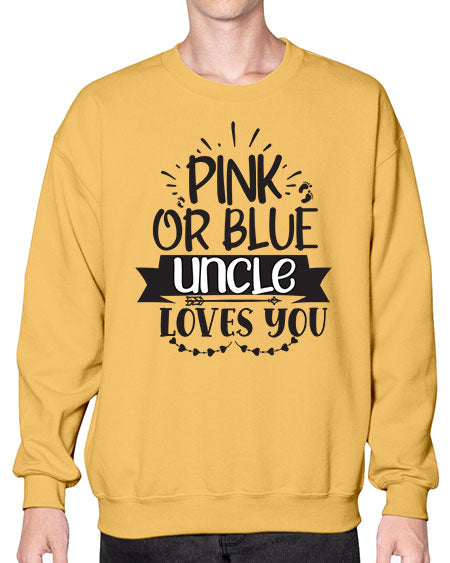Pink or blue aucle loves you 429# - pregnancy- Sweatshirt - Crew