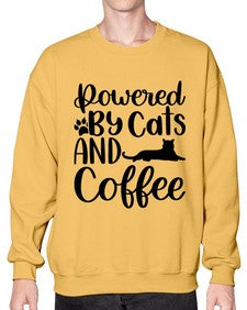 Powered By Cats And Coffee Style 102# - cats- Sweatshirt - Crew