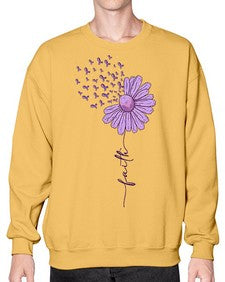 Purple Daisy Faith AlzheimerS Awareness 209# - alzheimers- Sweatshirt - Crew