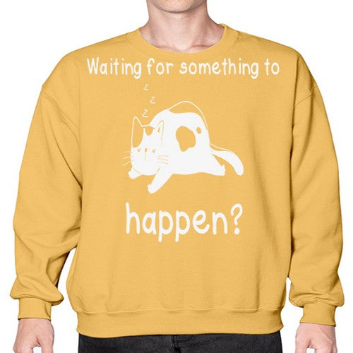 Waiting For Something Sleeping Cat 285# - anime- Sweatshirt - Crew