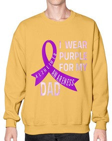 Womens I Wear Purple for My Dad Alzheimers Disease Awareness VNeck 221# - alzheimers- Sweatshirt - Crew