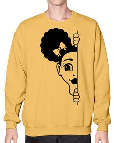 afro puffs girl peekaboo 82# - black girls or women- Sweatshirt - Crew
