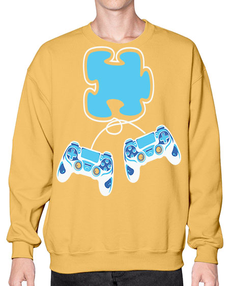 autism awareness gamer puzzle piece 11# - autism- Sweatshirt - Crew